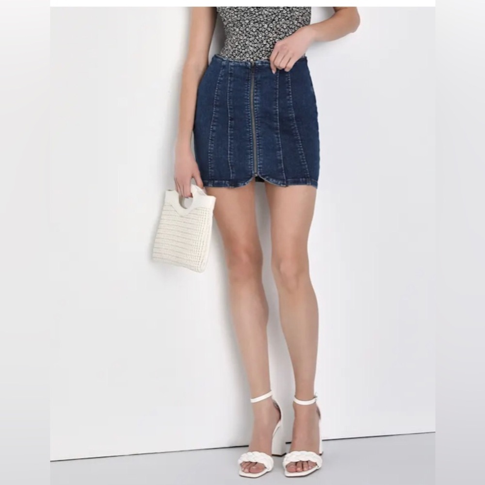 Free People “Layla” Denim Blue Skirt